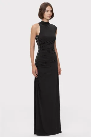 Rochie maxi - cu un umar decupat si detalii metalice