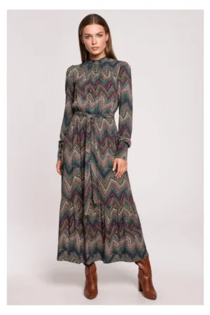 Rochie maxi cu volan - imprimeu aztec - model 2 -