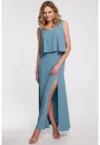 Rochie maxi cu volan in partea de sus -