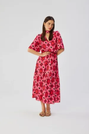 Rochie maxi cu volane -