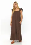 Rochie maxi cu volane aplicate