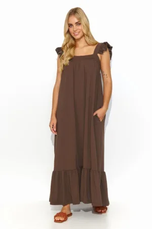 Rochie maxi cu volane aplicate