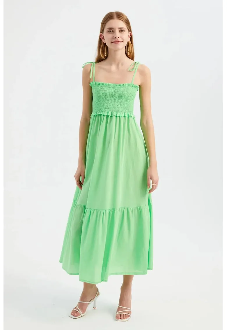 Rochie maxi - curea - verde - textil
