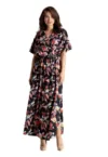 Rochie maxi dama Davide L055 negru rosu