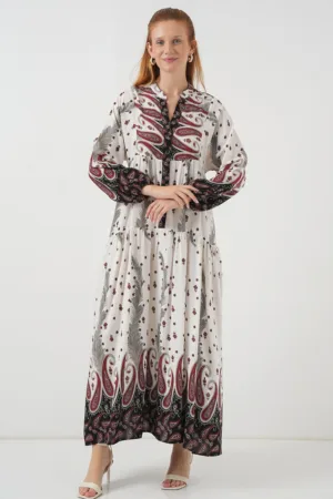 Rochie maxi dama HiCCUP cu decolteu în V și nasturi