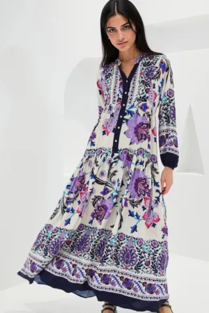 Rochie maxi dama - HiCCUP - decolteu V - multicolor