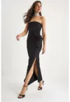 Rochie maxi dama -  fara bretele - poliester/elastan - negru