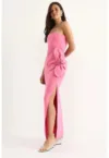 Rochie maxi dama -  fara bretele - poliester/elastan - roz