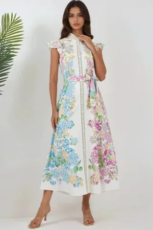 Rochie maxi dama - imprimeu floral - multicolor - textil