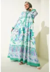 Rochie maxi dama HiCCUP - imprimeu - viscoza - maneca lunga - multicolor