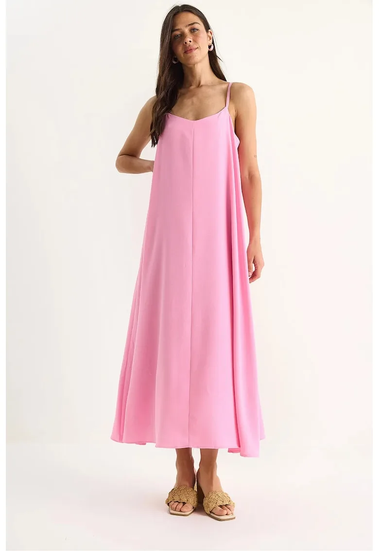 Rochie maxi dama -  poliester/bumbac - roz
