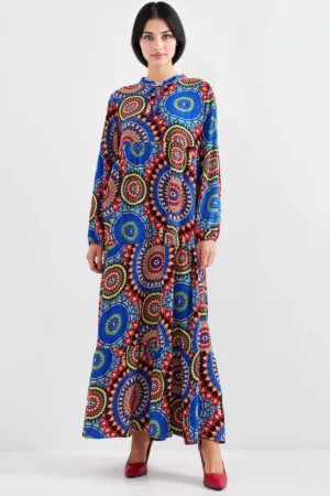 Rochie maxi dama - HiCCUP - poliester/lycra - lejera - multicolor