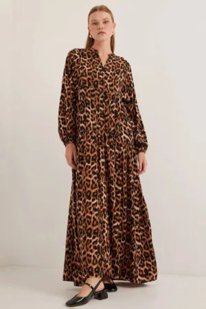 Rochie maxi dama  viscoza - decolteu in V - cu nasturi