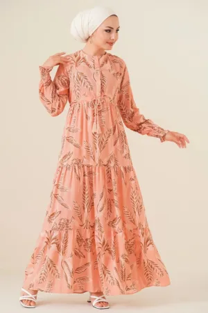 Rochie maxi dama viscoza - decolteu rotund - roz