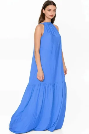 Rochie maxi de bumbac cu decolteu american