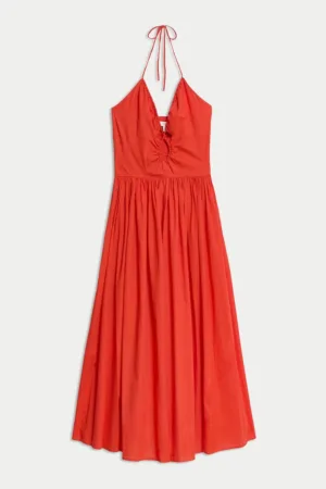 Rochie maxi de bumbac cu model halter