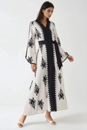 Rochie maxi -  detalii cambrate - negru - textil