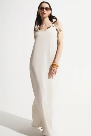 Rochie maxi din amestec de in cu croiala in A