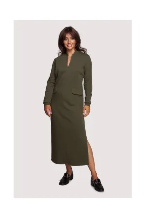 Rochie maxi din bumbac în culori neutre