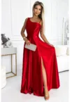 Rochie maxi din satin cu un umar -