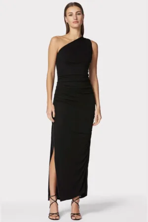 Rochie maxi drapata si cu slit lateral