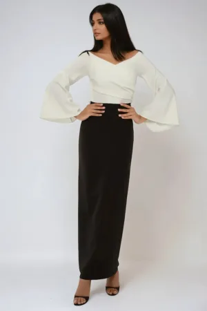 Rochie maxi -  eleganta - negru - textil