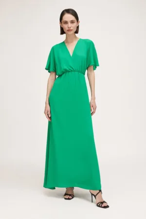 Rochie maxi evazata cu decolteu cache-coeur