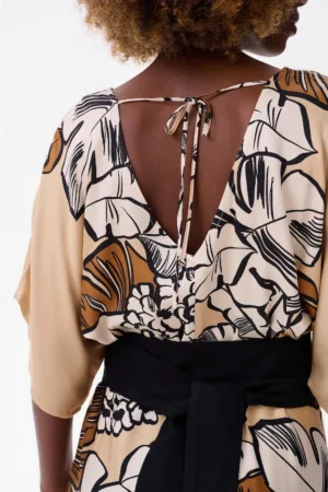 Rochie maxi evazata cu imprimeu floral