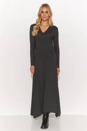 Rochie maxi evazata din jerseu