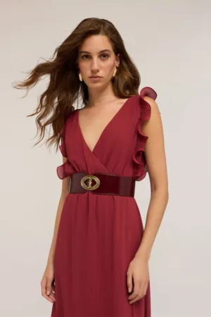 Rochie maxi fara maneci cu decolteu in V