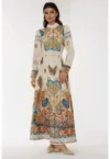 Rochie maxi -  imprimeu - alb - material subtire