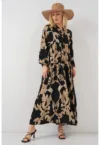 Rochie maxi -  imprimeu - decolteu in V