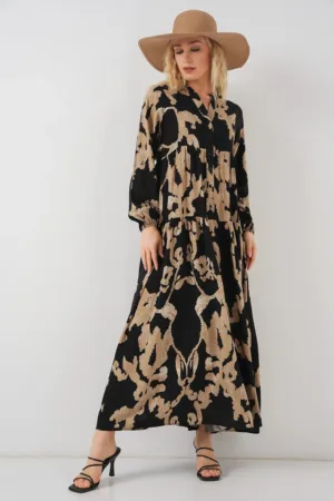 Rochie maxi -  imprimeu - decolteu in V