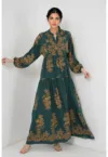 Rochie maxi -  imprimeu - decolteu in V - viscoza