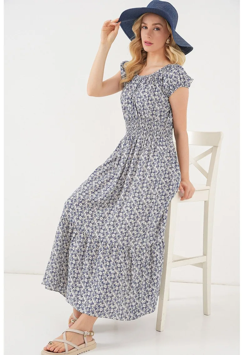 Rochie maxi HiCCUP - imprimeu floral - bleumarin - textil