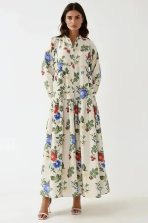 Rochie maxi - imprimeu floral - multicolor - in