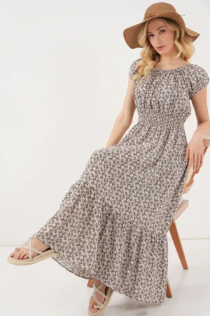 Rochie maxi  imprimeu floral - textil