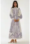 Rochie maxi -  imprimeu - maneci lungi - multicolor - textil