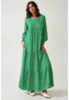 Rochie maxi -  imprimeu - verde - viscoza