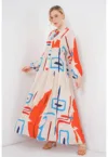 Rochie maxi lejera dama -  decolteu in V - viscoza - multicolor
