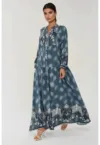 Rochie maxi -  maneca lunga - imprimeu - viscoza