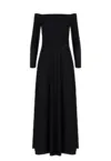 Rochie maxi  model M707 - neagra - cu umeri goi si maneci lungi - poliester