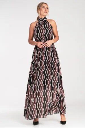 Rochie maxi multicolor - plisata - poliester -