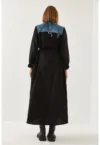 Rochie maxi -  poliester - guler camasa - negru
