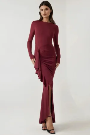 Rochie maxi -  rosu - jerseu