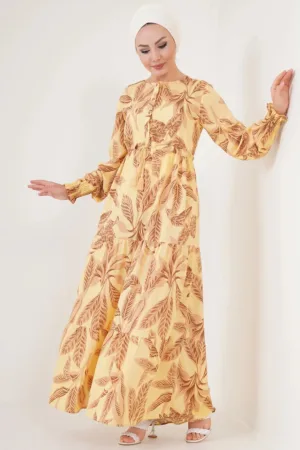 Rochie maxi - rotund - galben - viscoza