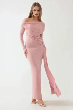 Rochie maxi - roz - tul