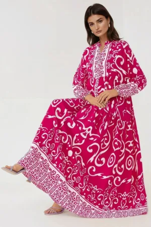 Rochie maxi -  roz - viscoza