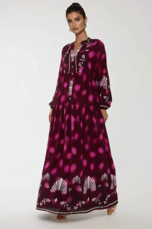 Rochie maxi  roz/mov - viscoza