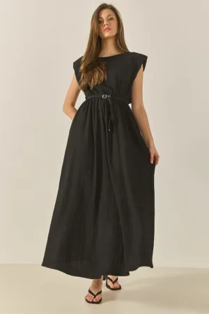 Rochie maxi texturata  LUCCI - negru - poliester